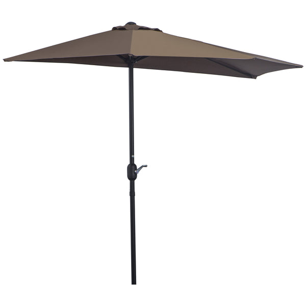 acquista Mezzo Ombrellone da Giardino Mezzaluna 269x138x236 cm con Apertura a Manovella Caffè