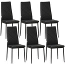 Set 6 Sedie da Pranzo Moderne Schienale Alto Cuciture a Diamante 41x50x97 cm Nero  -1