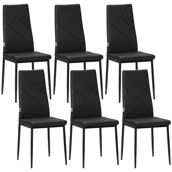 online Set 6 Sedie da Pranzo Moderne Schienale Alto Cuciture a Diamante 41x50x97 cm Nero