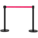 2 Colonnine Tendinastro di 2 m in Acciaio Inox Nero  Ø32x90 cm Nastro Rosso-1