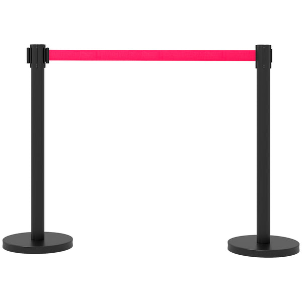 2 Colonnine Tendinastro di 2 m in Acciaio Inox Nero  Ø32x90 cm Nastro Rosso prezzo