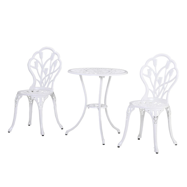 Set Tavolino e 2 Sedie da Giardino in Alluminio Bianco acquista