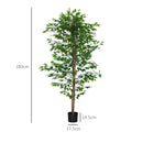 Pianta Artificiale di Ficus con Vaso per Interni ed Esterni 180 cm Verde -3