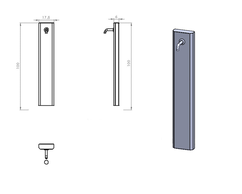 Fontana da Giardino Design a Colonna Ovale Rubinetto in Ottone Senza Base Antracite  -6