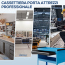 Carrello Porta Attrezzi con Manico Laterale 3 Ripiani e Cassetto 82x35x76 cm in Acciaio Blu -7