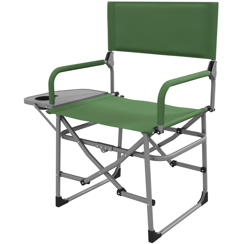 Sedia da Campeggio Pieghevole con Tavolino Laterale 81x51x87 cm in Metallo e Tessuto Oxford Verde-1