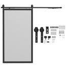 Kit Porta Scorrevole 90kg max Salvaspazio 244x0,5x4 cm in Acciaio al Carbonio con Accessori Nero-1