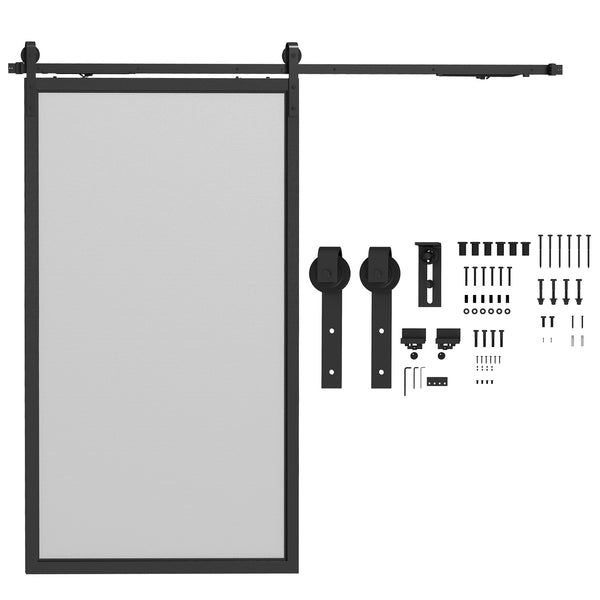 sconto Kit Porta Scorrevole 90kg max Salvaspazio 244x0,5x4 cm in Acciaio al Carbonio con Accessori Nero