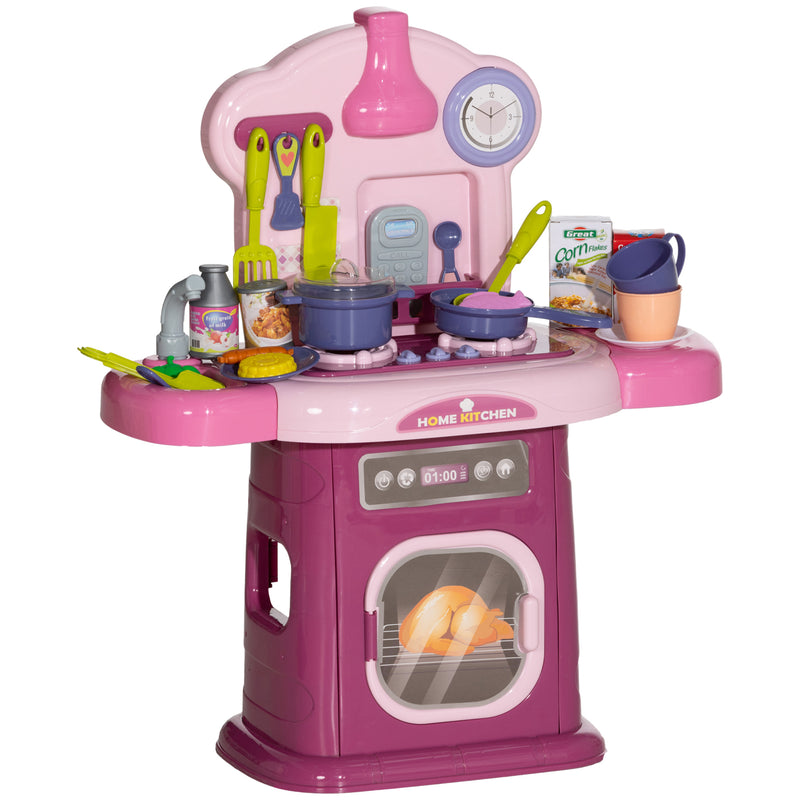 Cucina Giocattolo per Bambini 51x21x60 cm 38 Pezzi e Suoni Realistici Rosa -1