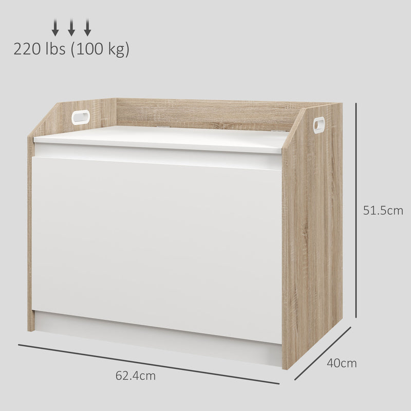 Cassapanca Moderna con Schienale e Vano Contenitore 62,4x40x51,5 cm in Legno Bianco-3