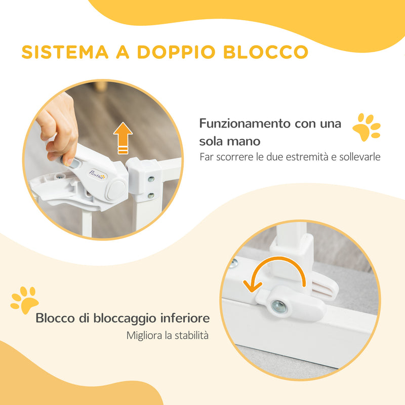 Cancelletto di Sicurezza per Cani con Porta Piccola Montaggio a Pressione 74-80x76,2 cm Bianco -4