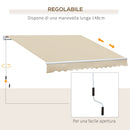 Tenda da Sole per Esterno a Bracci Avvolgibile 360x250 cm con Apertura a Manovella Crema-6