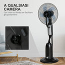 Ventilatore Nebulizzatore 90W a 4 Ruote con Serbatoio 2.8L e 4 Velocità 44,5x38,5x120 cm in Metallo PE e ABS Nero-7