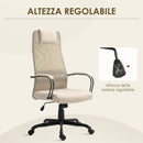 Sedia da Ufficio Ergonomica Girevole con Reclinazione Altezza Regolabile 58x61x115-125 cm Beige  -5