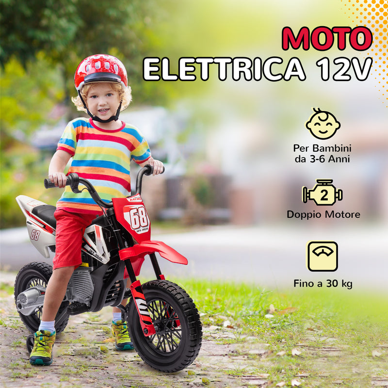 Moto Elettrica per Bambini con Rotelle e Indicatore di Carica Rosso  -6