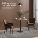 Set 2 Sedie Imbottite Stile Nordico 54x57x80 cm Tessuto Effetto Velluto Marrone -4