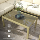 Set Salotto da Giardino Divano Angolare Poltrona e Tavolino da Caffè in Alluminio Oro e Bianco Crema-6