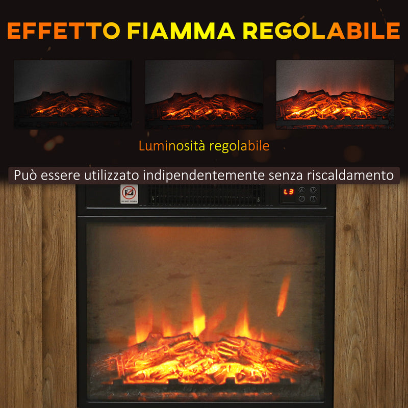 Camino Elettrico da Pavimento 1800W Effetto Fiamma 3D 81,5x30x76,2 cm Marrone -4