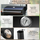 Barbecue a Carbone con Coperchio Termometro e Camino 83x46,5x115 cm in Metallo Nero-5