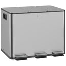 Pattumiera a Pedale 3 Sezioni da 20L 61,9x36,6x56,7 cm in Acciaio Inox e PP  -1