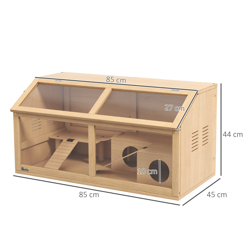 Gabbia per Criceti 85x45x44 cm con Piattaforma Scalette Capanna e Ponte-3