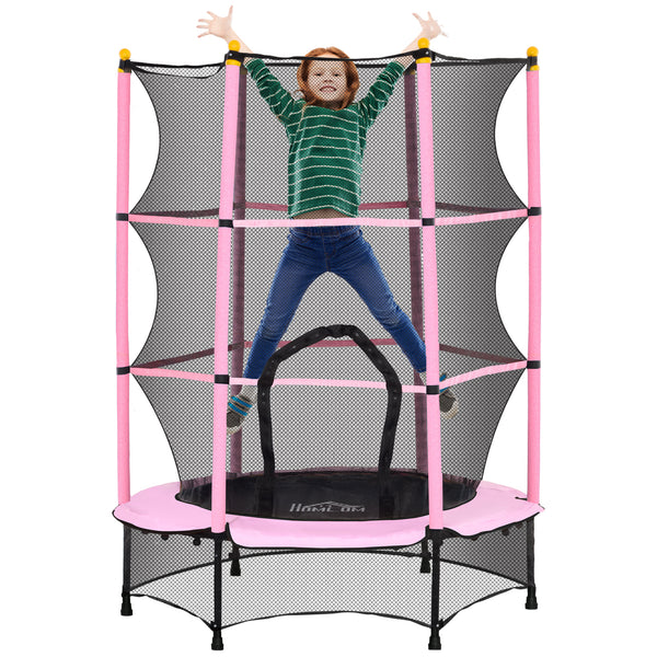 Trampolino Elastico per Bambini da 3 Anni Ø140 cm con Rete di Protezione Rosa e Nero sconto