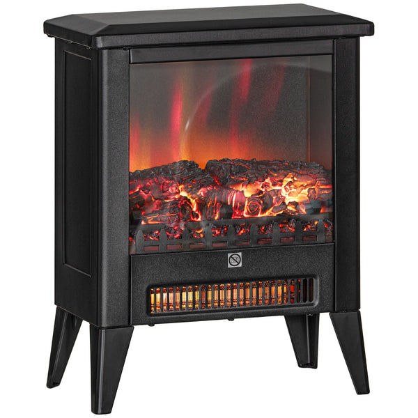 prezzo Camino Elettrico da Pavimento 1800W con Fiamma a 3 Intensità 36x21x47 cm Nero