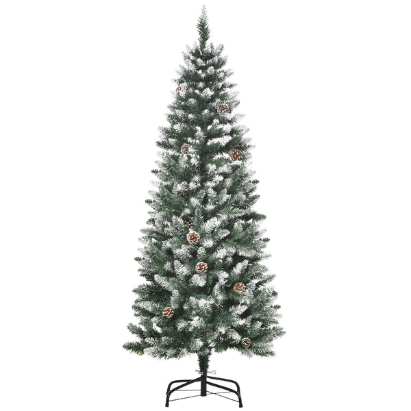 Albero di Natale Artificiale Innevato 150 cm 464 Rami e 28 Pigne Verde e Bianco online