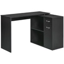 Scrivania Angolare da Ufficio 2 Cassetti e 2 Ripiani 117x82x74 cm in Legno Nero -1