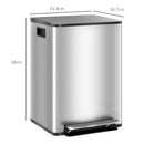 Pattumiera a Pedale 2 Sezioni da 20L 41,8x36,7x58 cm in Acciaio Inox e PP  -3