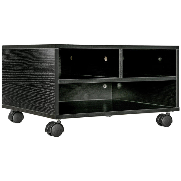 prezzo Mobile Porta Stampante a 2 Ripiani in Legno con Ruote per Ufficio e Studio 47x40x22,5 cm in Truciolato Nero