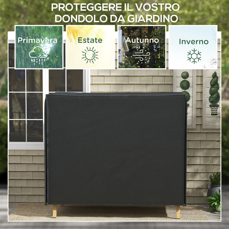 Copertura per Dondolo da Giardino 3 Posti Impermeabile e Anti UV 220x125x172 cm Nero-4