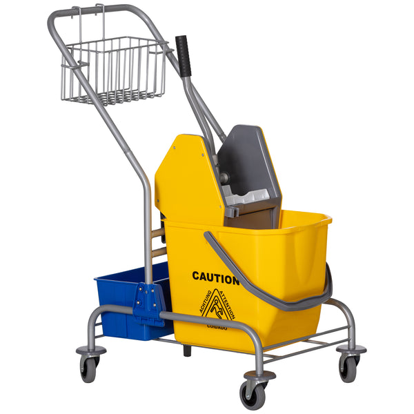 prezzo Carrello Pulizie Professionale con Strizzatore Secchio 25L e Ripiano Blu e Giallo