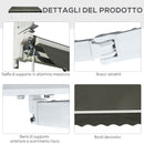 Tenda da Sole per Esterno Avvolgibile a Bracci 350x250 cm con Apertura a Manovella Grigio-7