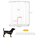 Cancelletto di Sicurezza per Cani con Porta Piccola Montaggio a Pressione Chiusura Automatica 74-80x91,4 cm Bianco-3