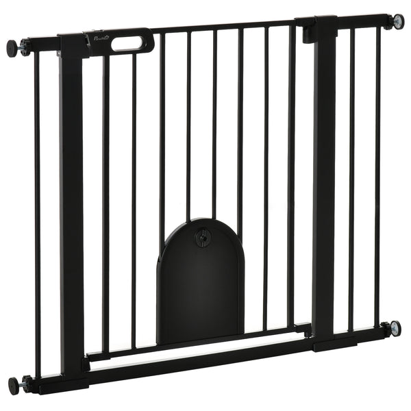 Cancelletto di Sicurezza per Cani con Porta Piccola Regolabile e Chiusura Automatica 75-103x76 cm Nero online