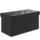 Panca Contenitore Pieghevole 84L 76x38x38 cm in Finta Pelle Nero-1