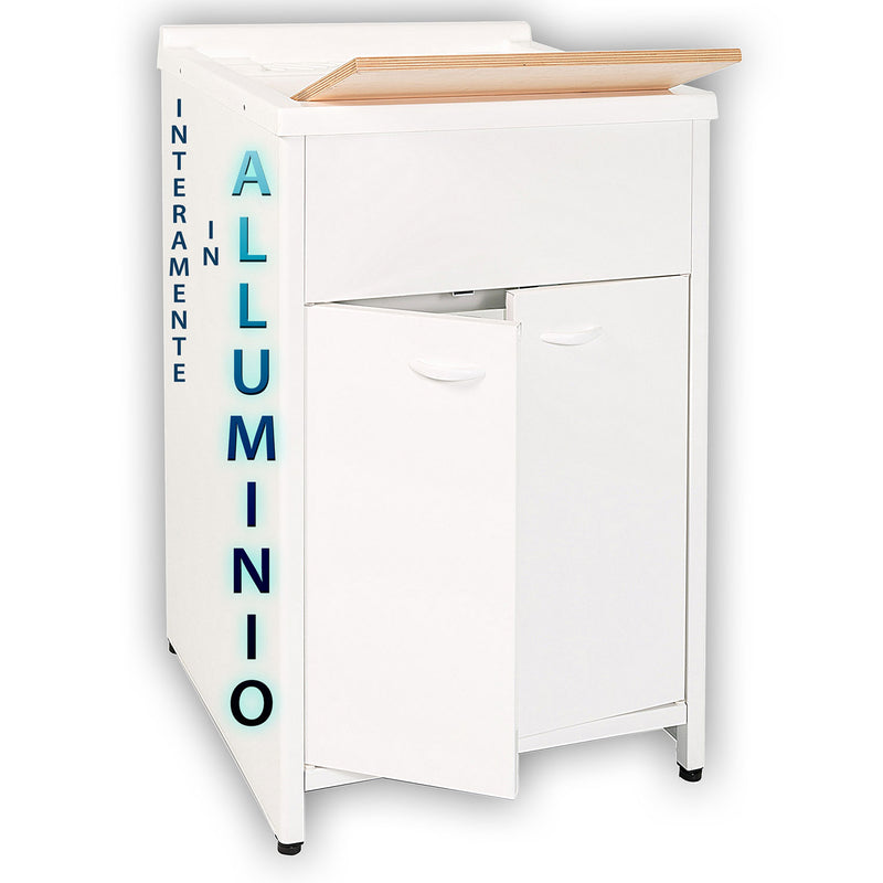 Mobile Lavatoio da Esterno in Polipropilene e Alluminio 60x50x83 cm Bianco  -2