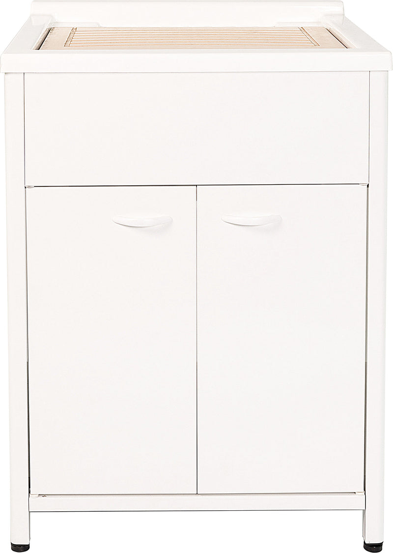 Mobile Lavatoio da Esterno in Polipropilene e Alluminio 60x60x83 cm Bianco