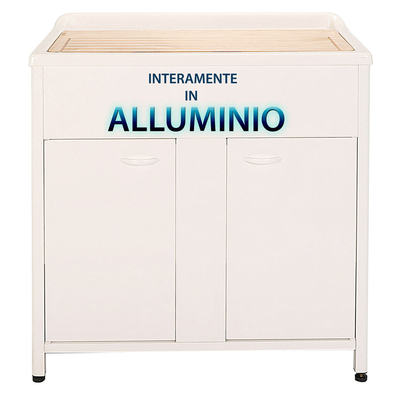 Mobile Lavatoio da Esterno in Polipropilene e Alluminio 75x60x83 cm con Vasca Singola Bianco