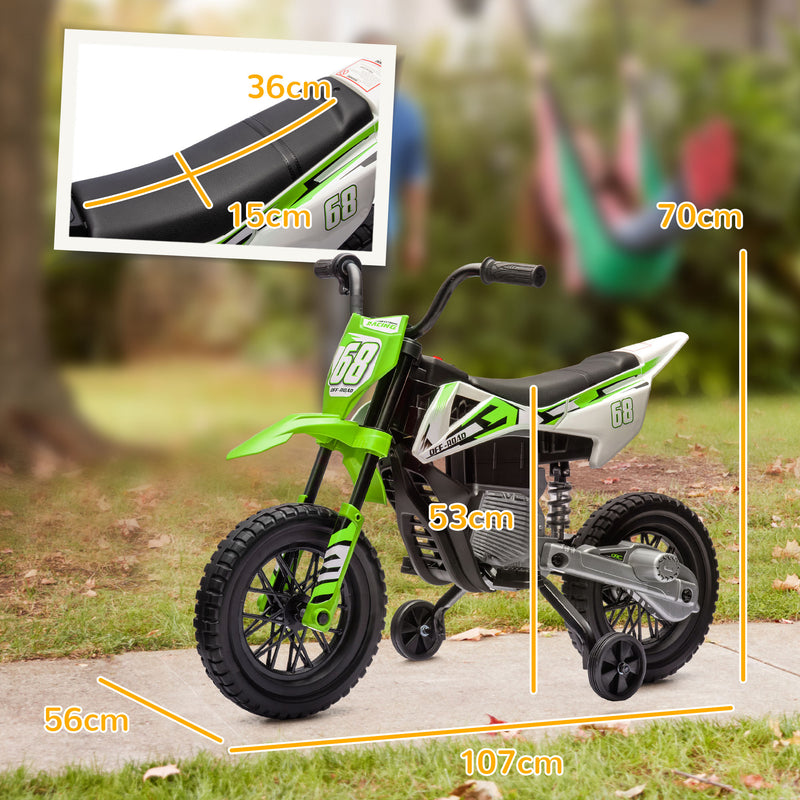 Moto Elettrica per Bambini con Rotelle e Indicatore di Carica Verde  -3