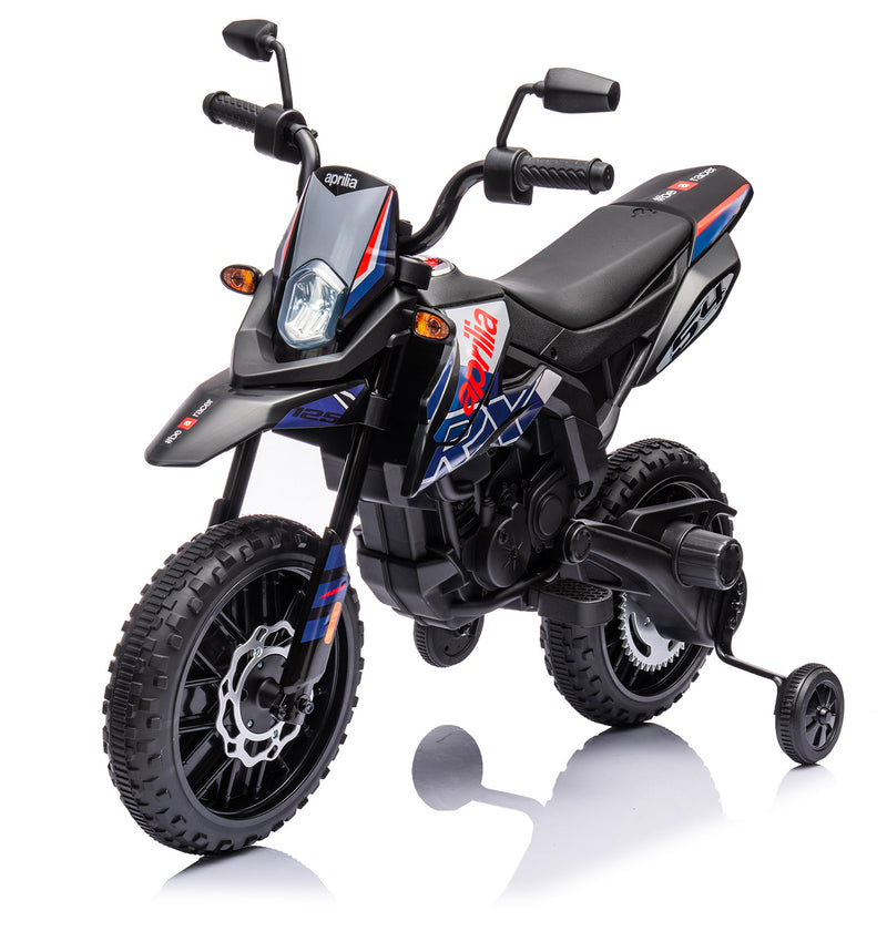 Moto Elettrica per Bambini 12V con Licenza Aprilia RX-125 Motocross Blu-1