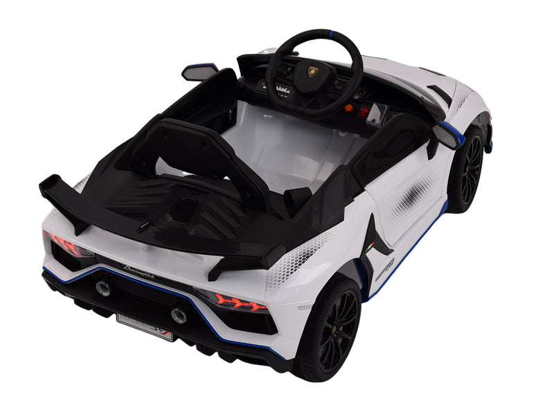 Macchina Elettrica per Bambini 12V con Licenza Lamborghini Aventador SVJ Small Bianca-9