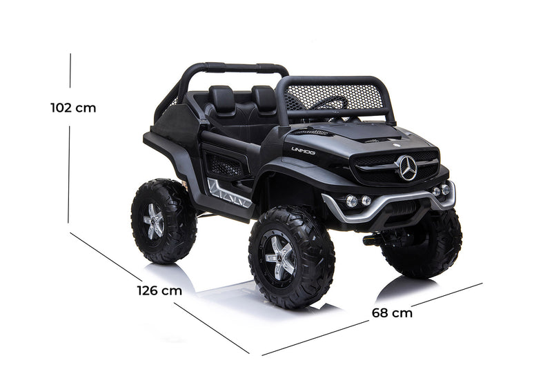 Macchina Elettrica per Bambini 12V con Licenza Mercedes Unimog Nera -5