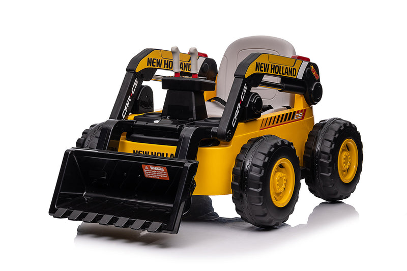 Escavatore Elettrico per Bambini 12V con Pala Scavatrice New Holland Giallo e Nero-1