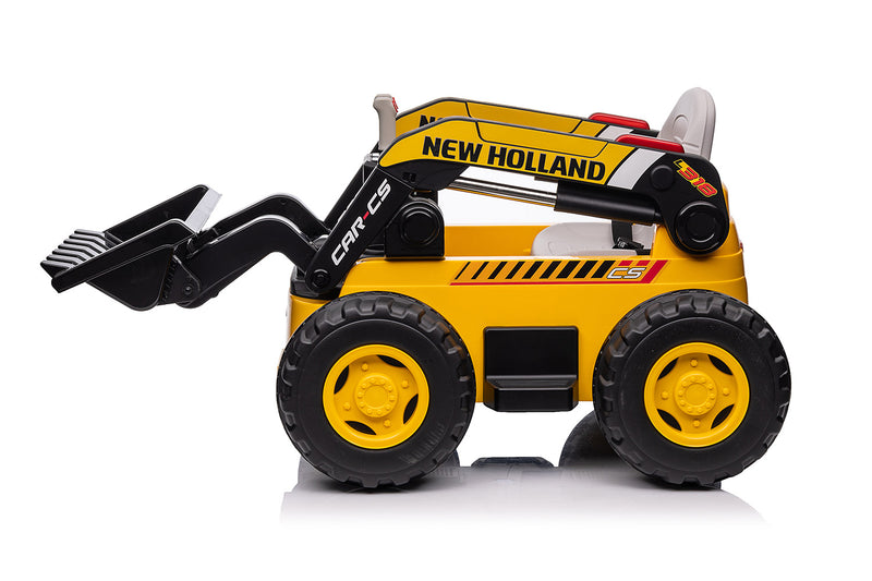 Escavatore Elettrico per Bambini 12V con Pala Scavatrice New Holland Giallo e Nero-2