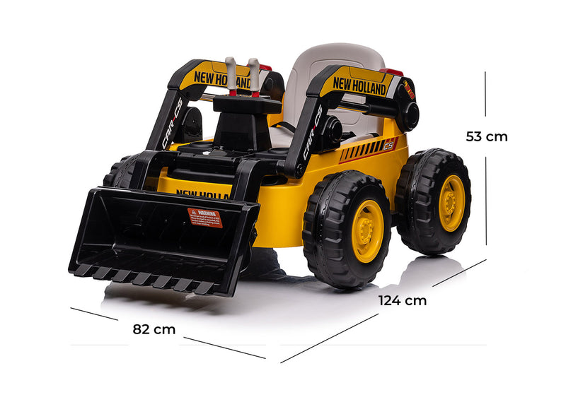 Escavatore Elettrico per Bambini 12V con Pala Scavatrice New Holland Giallo e Nero-5