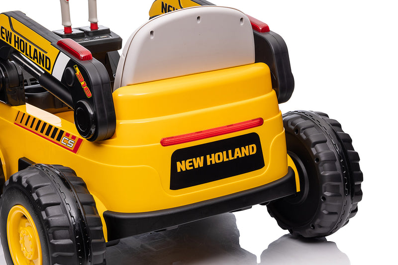 Escavatore Elettrico per Bambini 12V con Pala Scavatrice New Holland Giallo e Nero-8