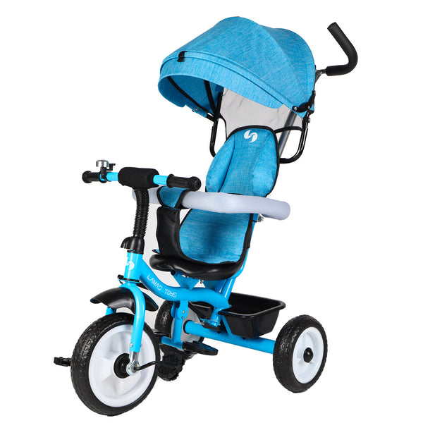 online Triciclo Passeggino per Bambini 69x49x98 cm con Parasole e Campanellino Trico Funny Blu