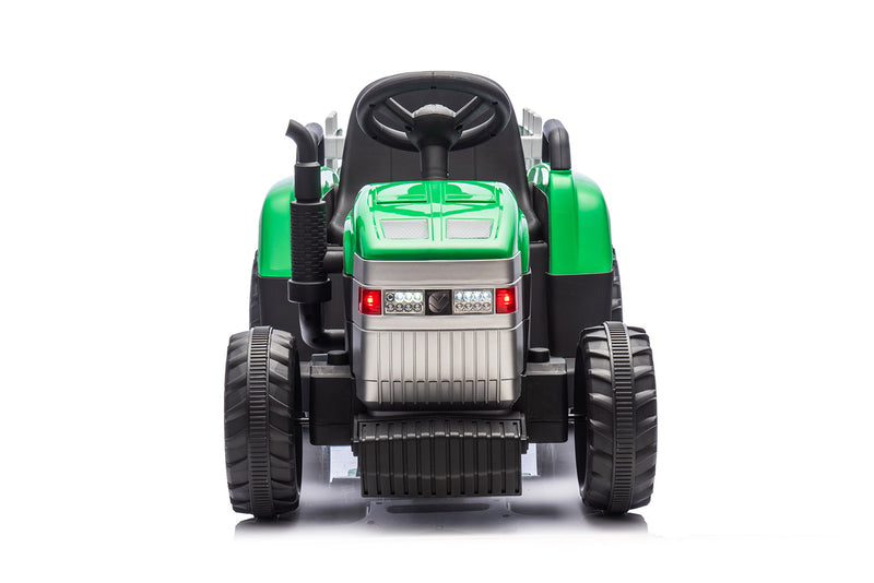 Trattore Elettrico per Bambini 12V con Rimorchio Verde  -2